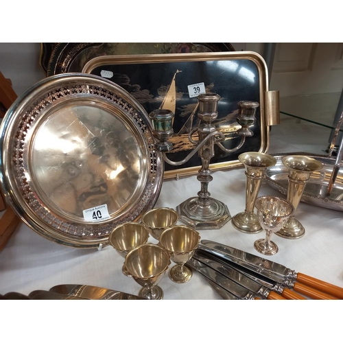 40 - A selection of silver plate including vases, egg cups & cutlery etc. COLLECT ONLY