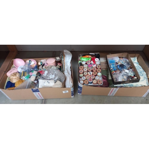 58 - 2 boxes of sewing items COLLECT ONLY