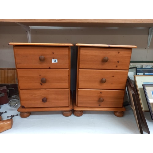 63 - A pair of solid pine bedside chest of drawers COLLECT ONLY