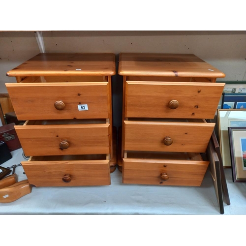 63 - A pair of solid pine bedside chest of drawers COLLECT ONLY