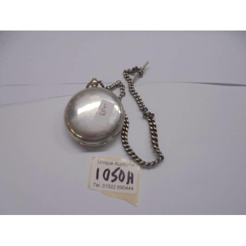 1050H - A silver Kay's 'Perfection' lever pocket watch on silver chain.