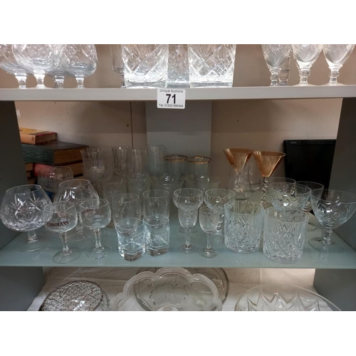 71 - A good selection of drinking glasses, candlesticks, decanter etc COLLECT ONLY