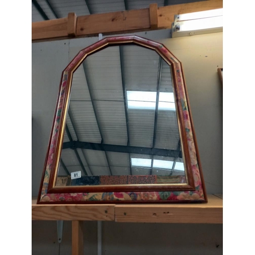 81 - A floral pattern edged mirror 87cm x 63cm COLLECT ONLY