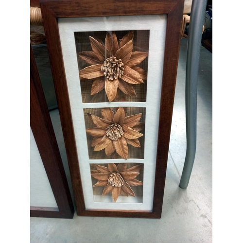 82 - 2 x floral/flower 3D Art Pictures COLLECT ONLY