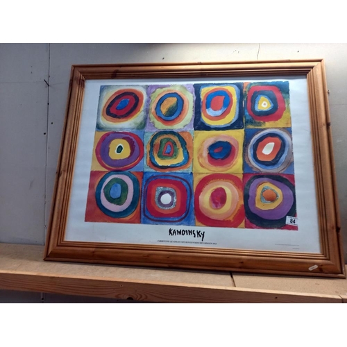 84 - A large pine framed Kandinsky poster copyright 1997 COLLECT ONLY