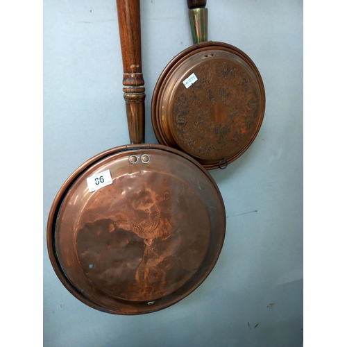 86 - 2 Victorian copper bed warming pans COLLECT ONLY