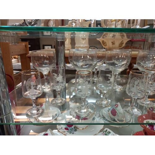 111 - A good lot of drinking glasses on 2 shelves COLLECT ONLY