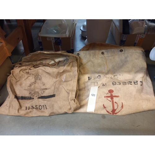 123 - 3 vintage military duffle bags/holdalls, 2 marked RAF, 1 dated September 29th 1945