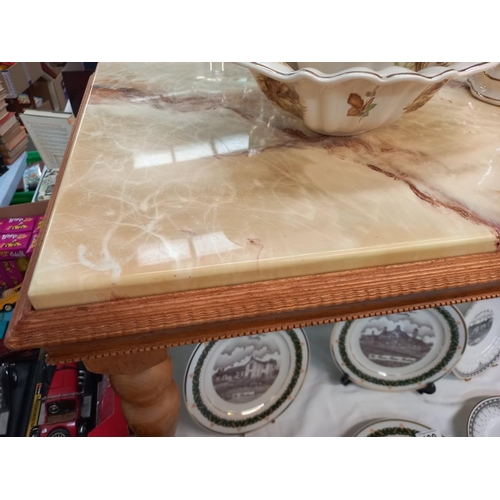 129 - A marble style topped coffee table 93cm x 50cm, height 46cm COLLECT ONLY