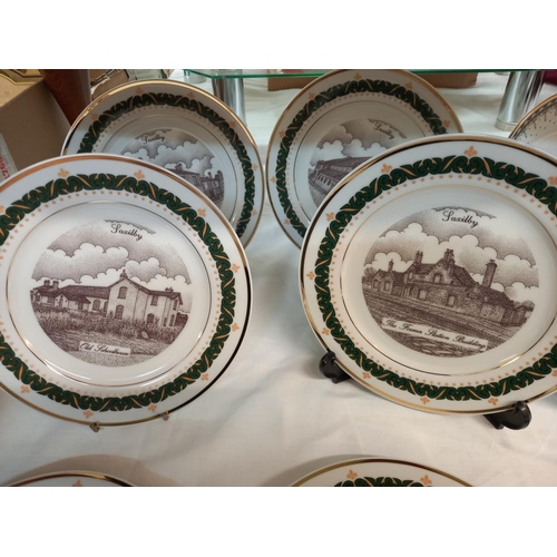 130 - 2 sets of 6 plates from Canterbury collection and new porcelain collection depicting Saxilby and Wil... 