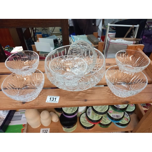 131 - Smoky glass jug and glasses plus trifle bowl with  matching dessert bowls COLLECT ONLY