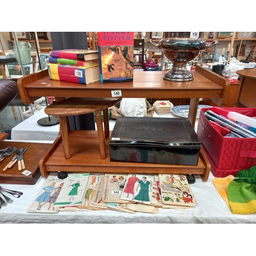 140 - A retro vintage teak tier TV table COLLECT ONLY