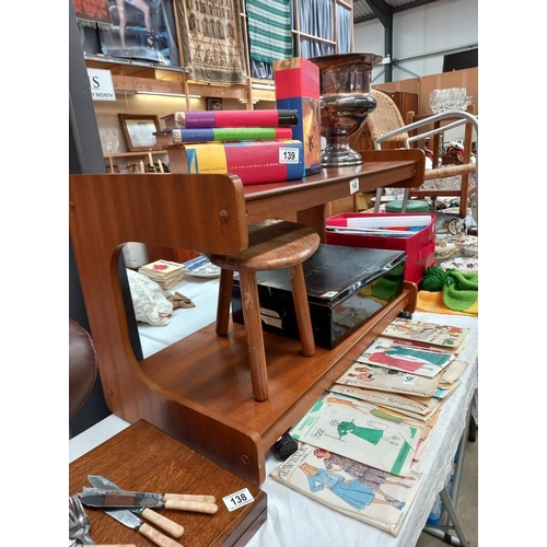 140 - A retro vintage teak tier TV table COLLECT ONLY