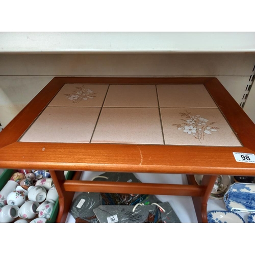 98 - A teak framed tile topped coffee table COLLECT ONLY