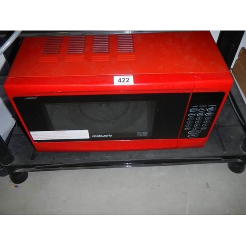 422 - A Cookworks red microwave oven, COLLECT ONLY.