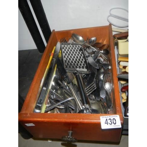 430 - Two trays of assorted good clean cutlery. COLLECT ONLY.