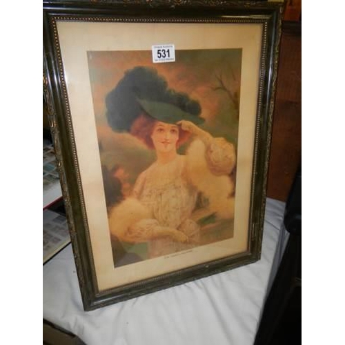 531 - A portrait print of and Edwardian lady, COLLECT ONLY,.