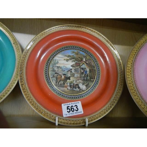 563 - Four Victorian Pratt ware plates.