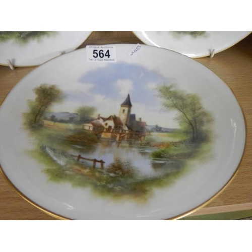 564 - Five late Victorian French (Limoges) hand painted plates.