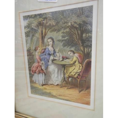 566 - Two early 20th century framed and glazed coloured engravings, COLLECT ONLY.