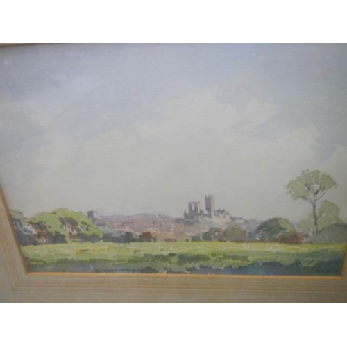 596 - A mid 20th century watercolour of Lincoln, COLLECT ONLY.