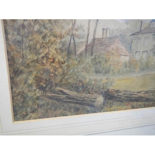 600 - A framed and glazed early 20th century watercolour of a manor house, COLLECT ONLY.