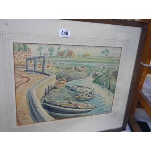 648 - A framed and glazed 20th century watercolour signed C H Izod, COLLECT ONLY.