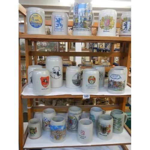 649 - Three good shelves of beer steins, COLLECT ONLY.