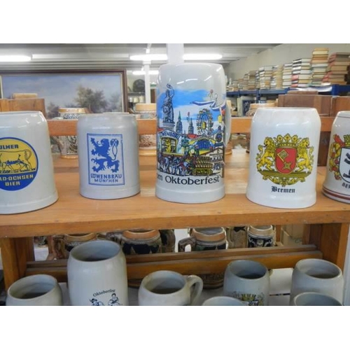 649 - Three good shelves of beer steins, COLLECT ONLY.