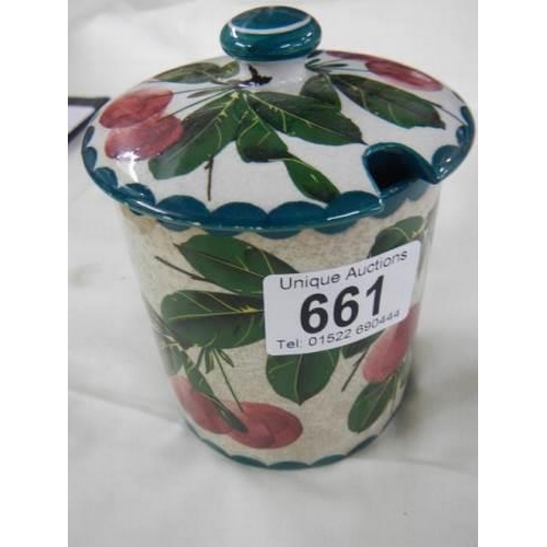 661 - A Wemmys pottery conserve pot, a/f.