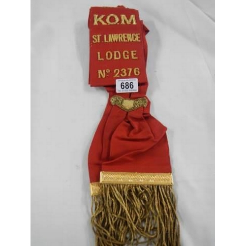 686 - A K.O.M Lodge banner, No. 2376.