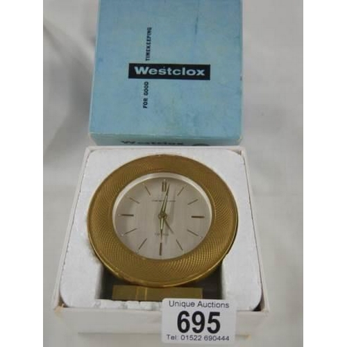 695 - A boxed Westclox mantel clock.