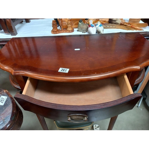 261 - A dark wood stained hall table with drawer COLLECT ONLY