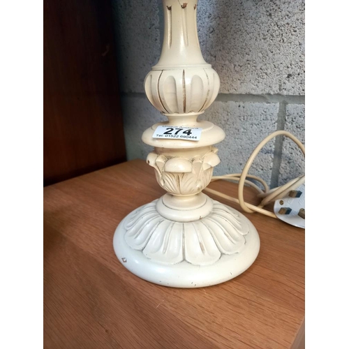 274 - A painted wooden ormalu style table lamp