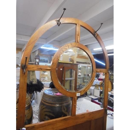 1509 - A good quality arts and crafts oak hall stand, COLLECT ONLY.