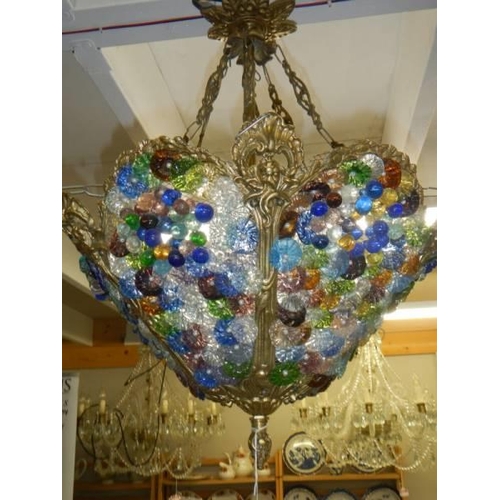 1567 - An unusual coloured glass ceiling light, COLLECT ONLY.