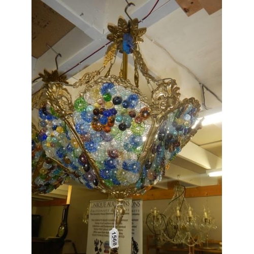 1568 - An unusual coloured glass ceiling light, COLLECT ONLY.