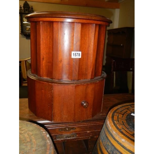 1578 - A Victorian mahogany circular step commode with liner, COLLECT ONLY.