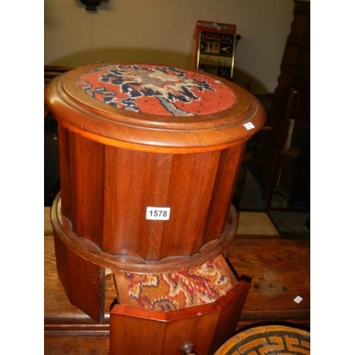 1578 - A Victorian mahogany circular step commode with liner, COLLECT ONLY.