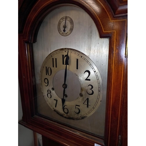 370 - An inlaid mahogany Westminster chime long case clock COLLECT ONLY