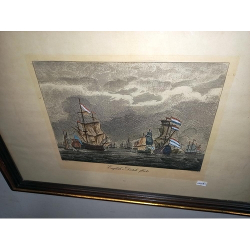 383 - 2 good framed and glazed Dutch/English nautical engravings COLLECT ONLY