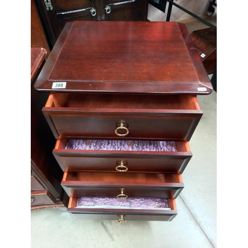 388 - A dark wood stained 4 drawer bedroom chest COLLECT ONLY