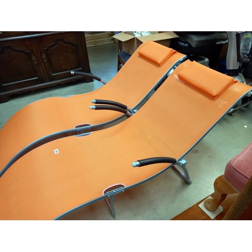 390 - 2 orange sun loungers COLLECT ONLY