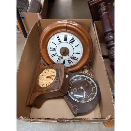 403 - A chain driven post office clock (no weights and pendulum) and Edwardian wall clock both as found an... 