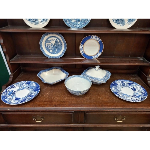 405 - A selection of blue and white pottery including tureens, plates, bowl, including Royal Doulton, blue... 