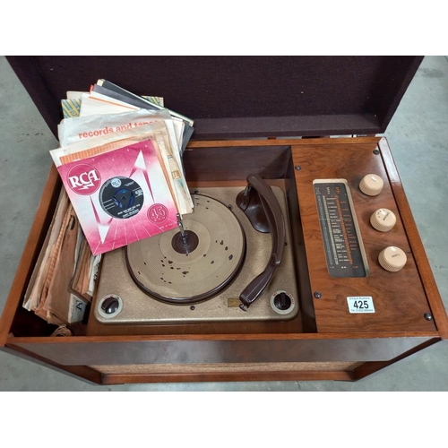 425 - A vintage HMV radio-gramme & quantity of records COLLECT ONLY