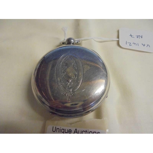 1015 - A silver English lever, Aaronson Manchester, NO. 15254 key wind pocket watch.