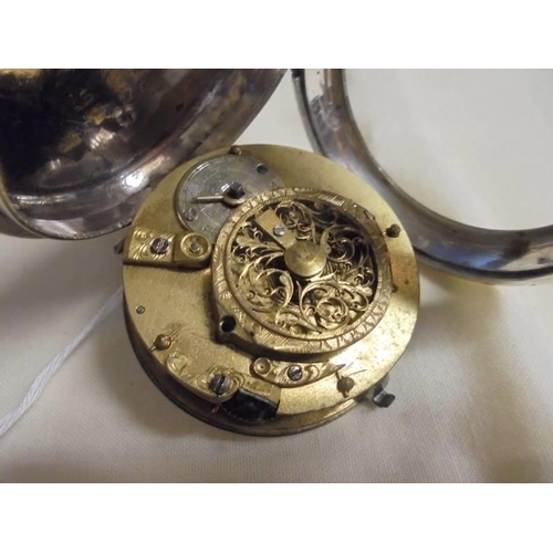 1020 - A French Verge, No.6114 key wind pocket watch, no glass.