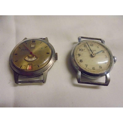 1045 - Six vintage watch heads for spare or repair,