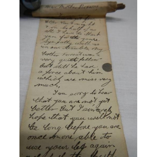 1067 - An unusual letter in the form of a scroll to Mrs Brown from David and dated 1919.